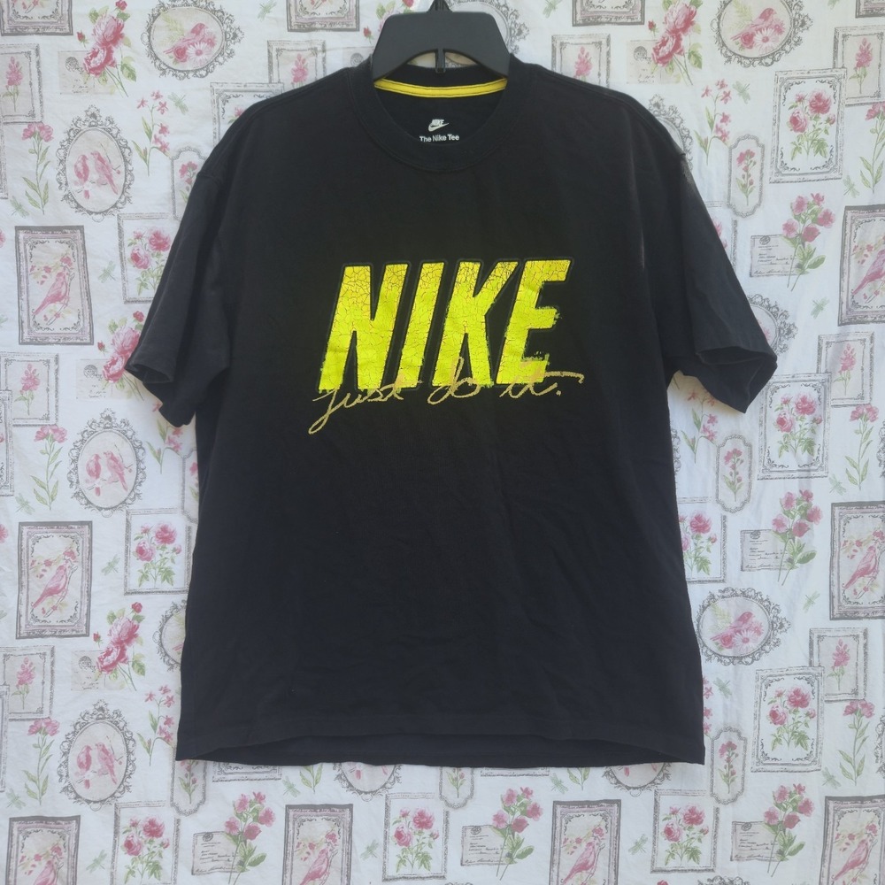 Nike NRG Dunk Tee Mens Black Yellow Just Do It Graphic T-Shirt DO6368-010 Size L